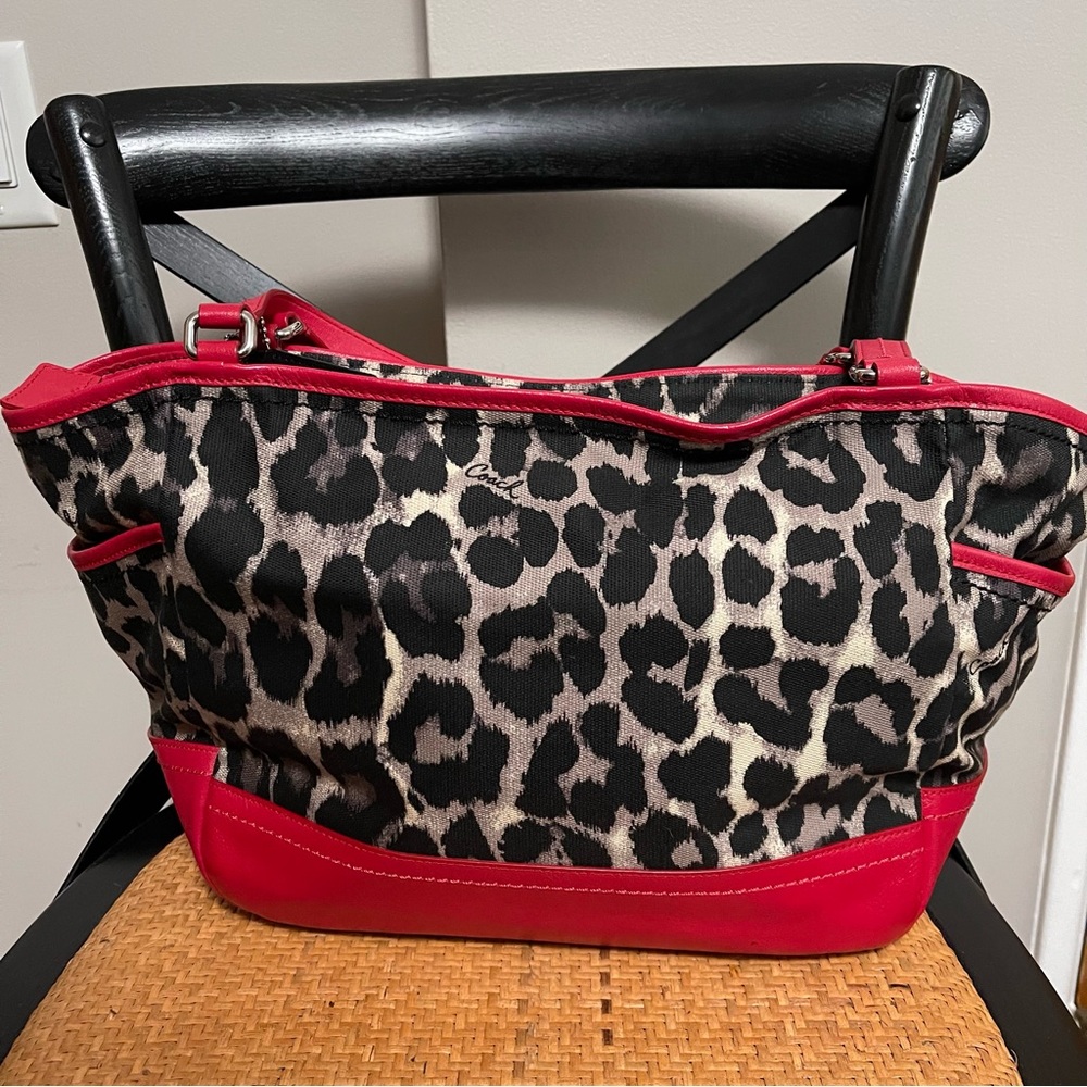 Coach Cheetah/Red Tote\Purse